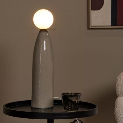 Lampă de masă din ceramică gri, Figaro, con întrerupător