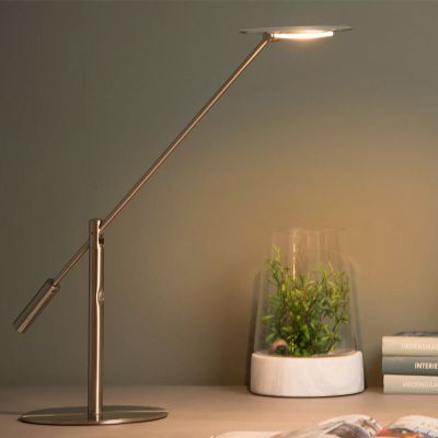 Lampă de birou modernă crom, Anselmo, 9W, LED 3000K, cu întrerupător tactil