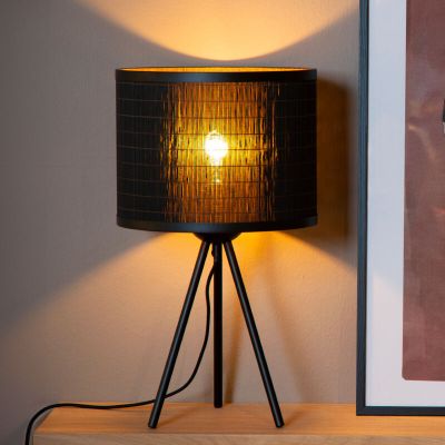 Lampă de masă din bambus neagră, Tagalog, con întrerupător