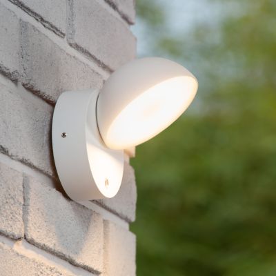 Aplică exterior cu senzor crepuscular modernă albă, Finn, 12W, LED 3000K, IP54