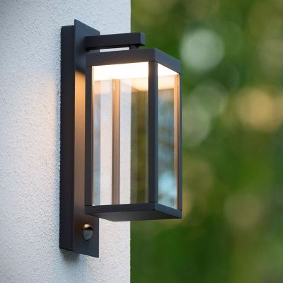 Aplică exterior cu senzor de mișcare modernă antracit, Clairette, 15W, LED 3000K, IP54