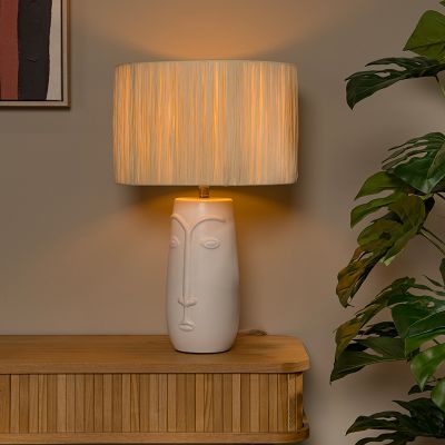 Lampă de masă din ceramică albă, Viso, con întrerupător