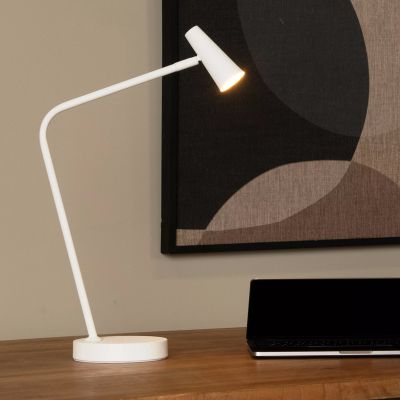 Lampă de masă reîncărcabilă modernă albă, Stirling, 3W, LED 2700K, cu întrerupător tactil