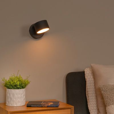 Aplică de perete modernă neagră, Gian, 9W, LED 2700K