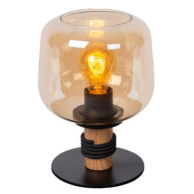 Lampă de masă retro chihlimbar, Ilona, con întrerupător