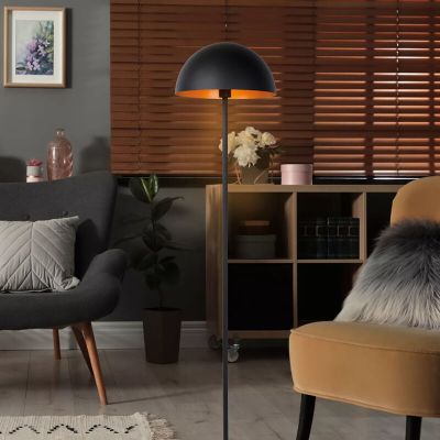 Lampadar modern negru, Siemon, con întrerupător