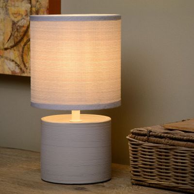 Lampă de masă din ceramică gri, Greasby, con întrerupător