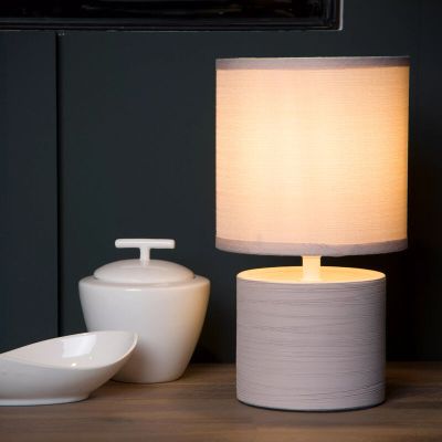 Lampă de masă din ceramică gri, Greasby, con întrerupător