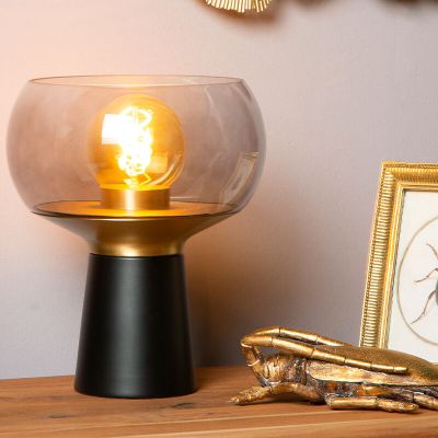 Lampă de masă retro neagră, Farris, con întrerupător