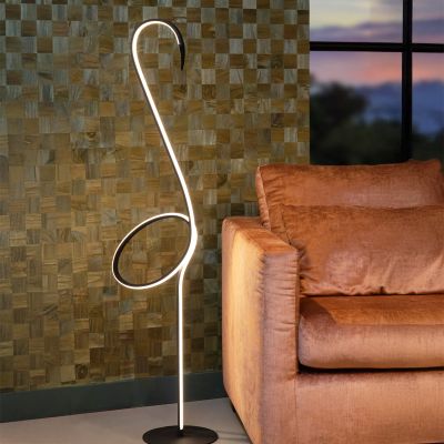 Lampadar modern negru, Flamingo, 14W, LED RGB, con telecomando