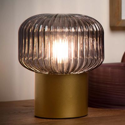 Lampă de masă retro aurie, Jany, con întrerupător