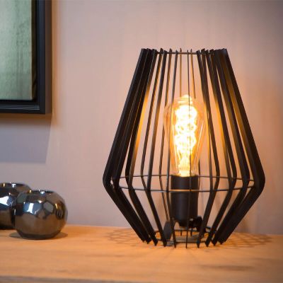 Lampă de masă modernă neagră, Reda, con întrerupător