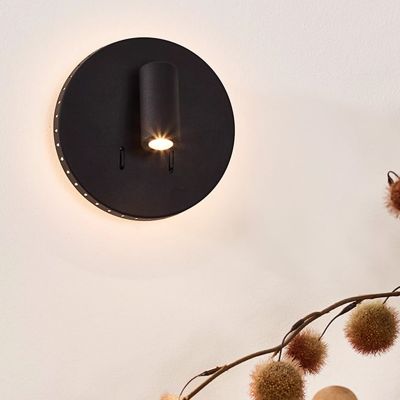 Aplică de perete modernă neagră, Bentjer, 6W, LED 3000K, con întrerupător