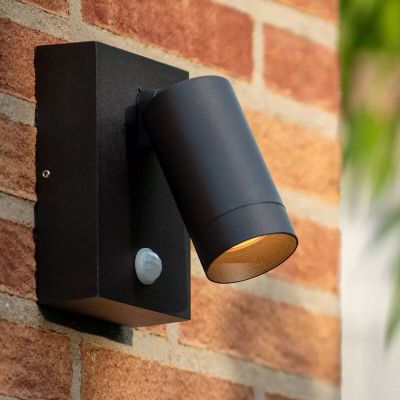 Aplică exterior cu senzor de mișcare modernă neagră, Taylor, IP54