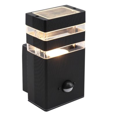 Aplică exterior cu senzor de mișcare modernă neagră, Albin, IP54