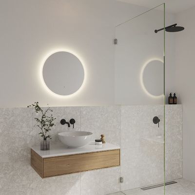 Oglindă baie cu LED modernă gri, Dovina, 20W, LED 4000K, IP44, con întrerupător