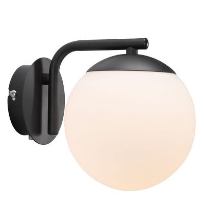 Aplică de perete design neagră, Grant, con întrerupător