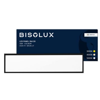Panou LED negru 120x30 cm - 100 lm/W - UGR<19 - Alb reglabil - Iluminat din spate