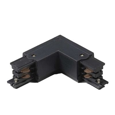 Conector exterior în formă de L pentru iluminat pe șină trifazat, negru, Pro