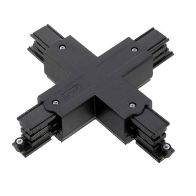 Conector în formă de X pentru iluminat pe șină trifazat, negru, Pro