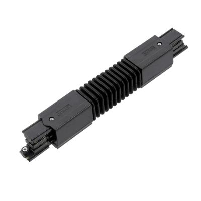 Conector flexibil pentru iluminat pe șină trifazat, negru, Pro