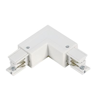 Conector interior în formă de L pentru iluminat pe șină trifazat, alb, Pro