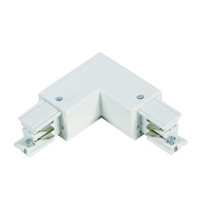 Conector exterior în formă de L pentru iluminat pe șină trifazat, alb, Pro