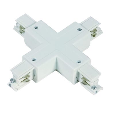 Conector în formă de X pentru iluminat pe șină trifazat, alb, Pro