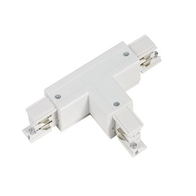 Conector în formă de T pentru iluminat pe șină trifazat, stânga 2, alb, Pro