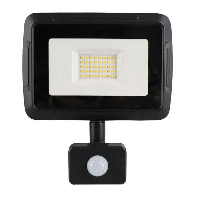 Proiector cu senzor negru din aluminiu, Miro, 30W, LED 3000K, IP65