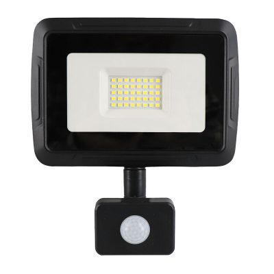 Proiector cu senzor negru din aluminiu, Miro, 30W, LED 6000K, IP65