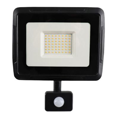 Proiector cu senzor negru din aluminiu, Miro, 50W, LED 3000K, IP65