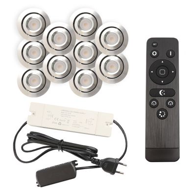 Spot încastrat pentru foișor din aluminiu crom, Rona, 3W, LED 2700K, IP44, con telecomando