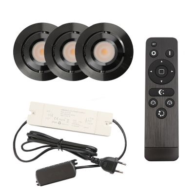 Spot încastrat pentru foișor din aluminiu negru, Rona, 3W, LED 2700K, IP44, con telecomando