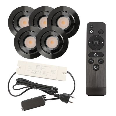 Spot încastrat pentru foișor din aluminiu negru, Rona, 3W, LED 2700K, IP44, con telecomando