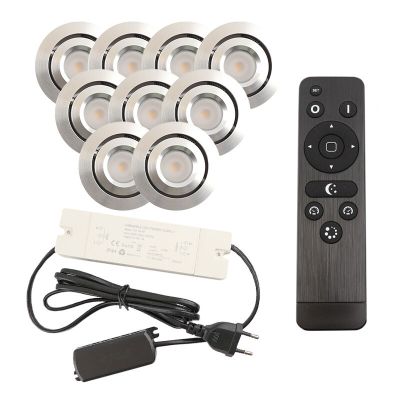Spot încastrat pentru foișor din aluminiu crom, Rona, 3W, LED 2700K, IP44, con telecomando