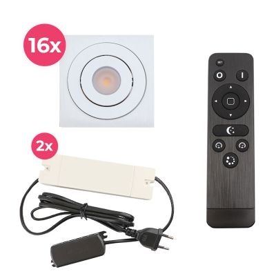 Spot încastrat pentru foișor din aluminiu alb, Rona, 48W, LED 2700K, IP44, con telecomando
