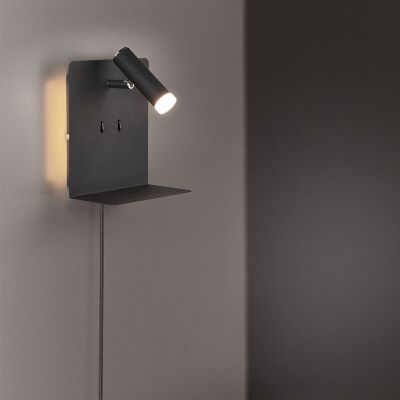 Aplică de perete design neagră, Ricciolo, 3W, LED 3000K, con întrerupător