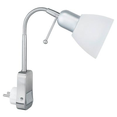 Aplică cu priză nichel din metal, Ava, con întrerupător