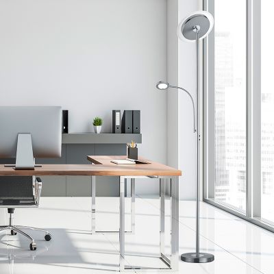 Lampadar modern nichel, Benny, 18W, LED 3000K, cu întrerupător tactil