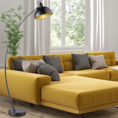 Lampadar modern negru, Fiore, con întrerupător