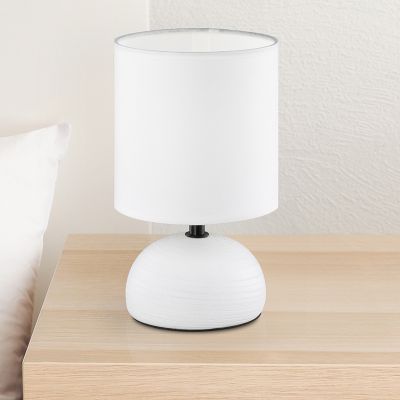 Lampă de masă din ceramică albă, Yeraz, con întrerupător