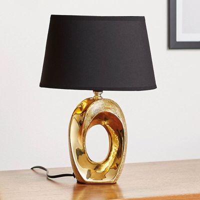 Lampă de masă din ceramică aurie, Moldrup, con întrerupător