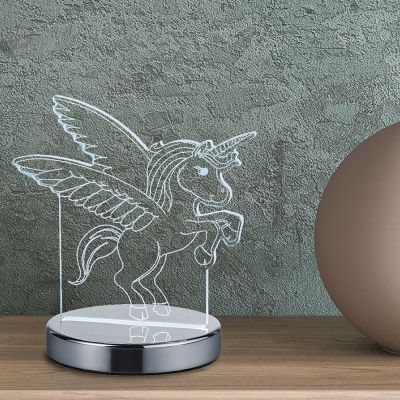 Lampă de masă copii design crom, Berivan, 7W, LED reglabil de la alb cald la alb rece, con întrerupător