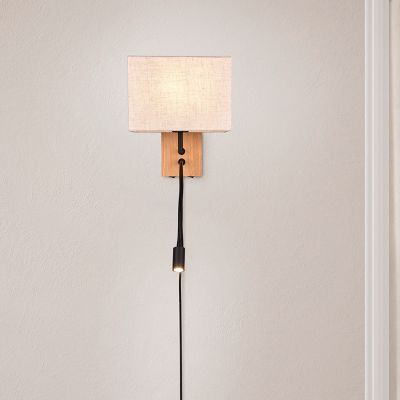 Aplică de perete albă din lemn, Fransien, con întrerupător