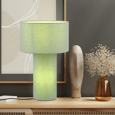 Lampă de masă verde din textil, Denilson, con întrerupător