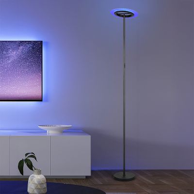 Lampadar modern negru, Sanjeev, 16,5W, LED RGBW, con telecomando