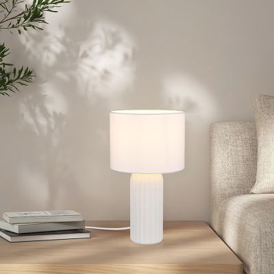 Lampă de masă din ceramică albă, Nannette, con întrerupător