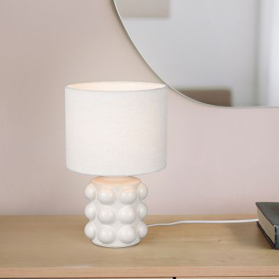 Lampă de masă din ceramică albă, Cihad, con întrerupător