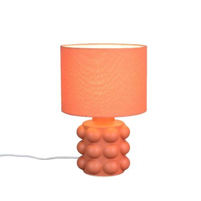 Lampă de masă din ceramică portocalie, Cihad, con întrerupător